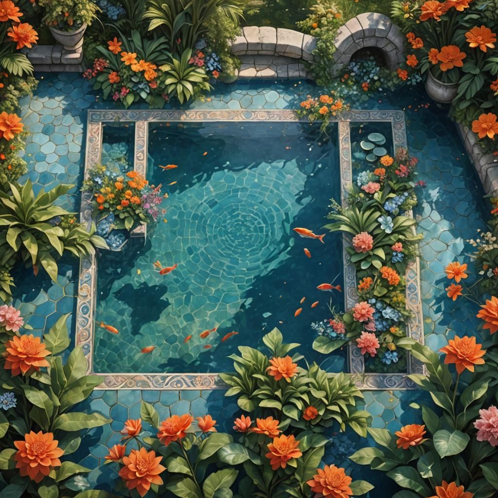 Shimmering Crystal Pool in a Surreal Matte Painting