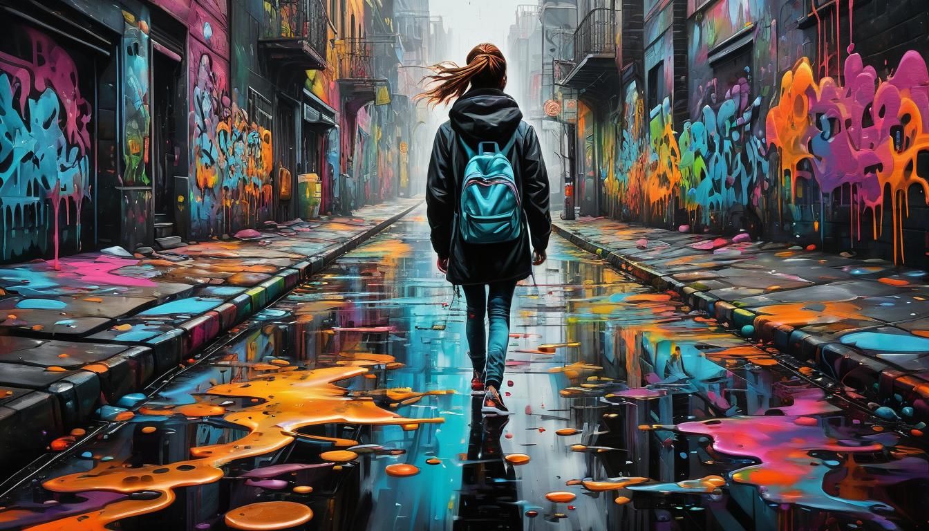 Vibrant Cityscape Unfolds in Splendid Graffiti Style
