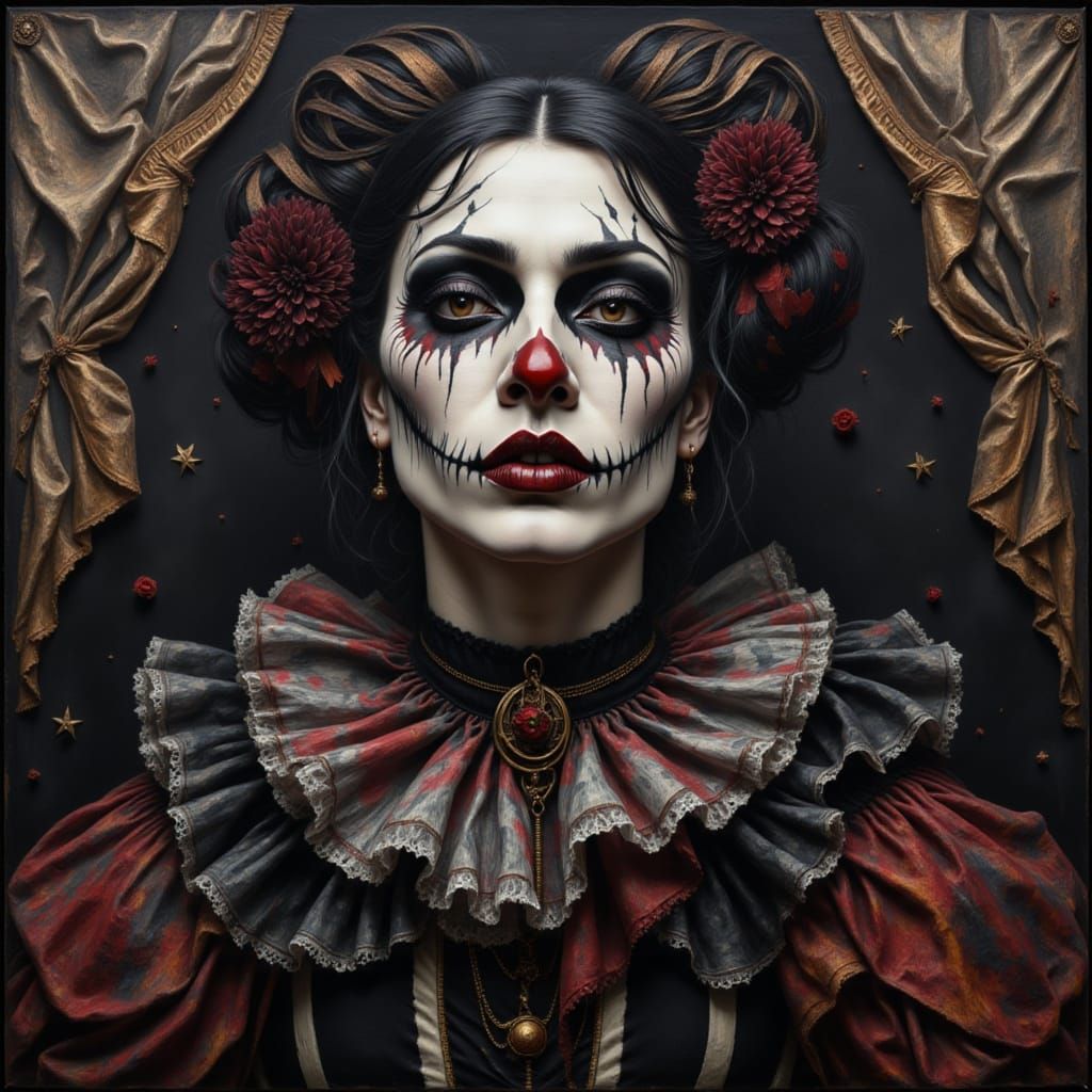 Gothic Horror Circus Portrait with Ruffles