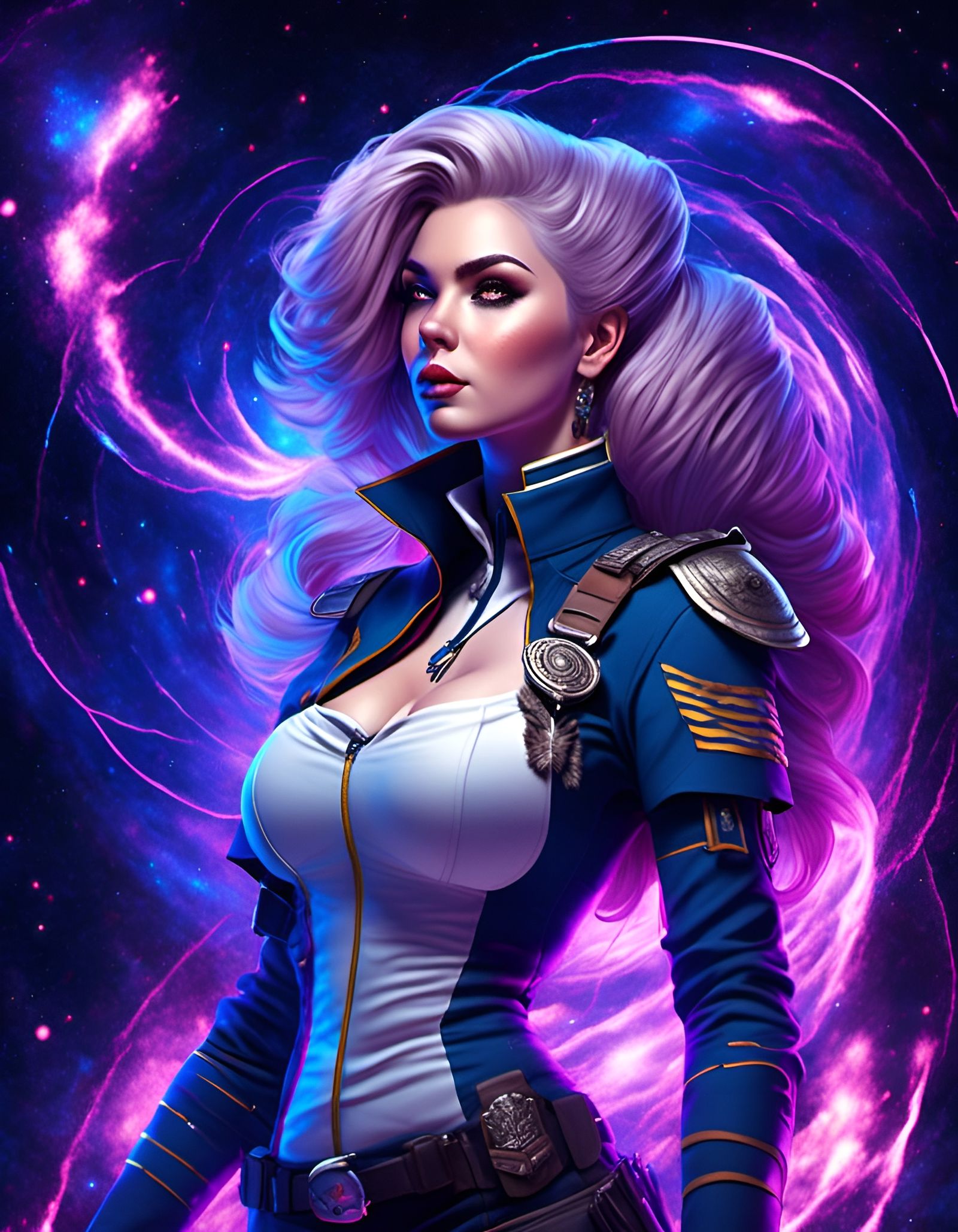 Sci-Fi Pinup Military Officer in Fantasy Style