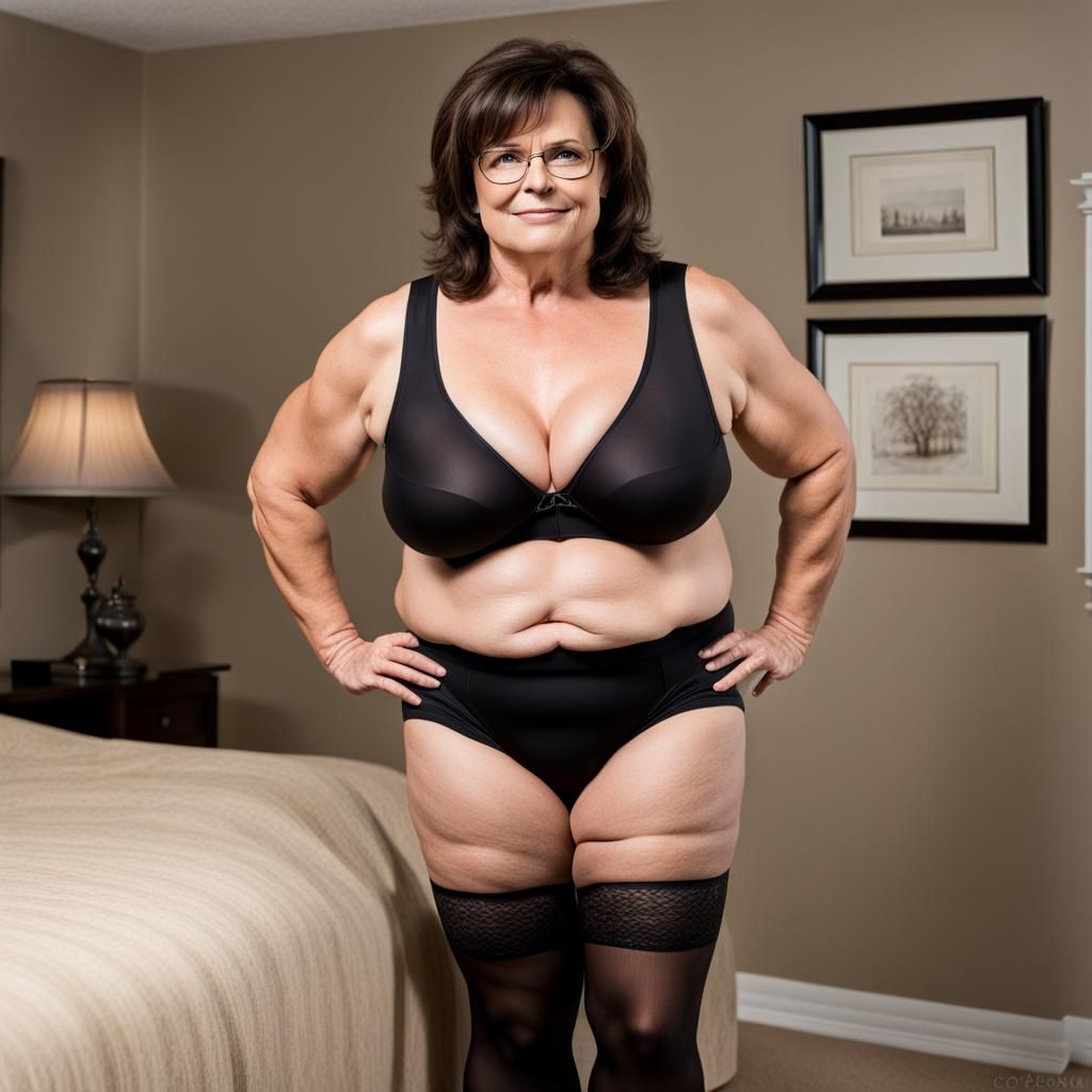 Brunette Woman in Lingerie in Bedroom