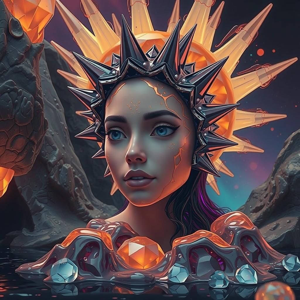 Gemstone Dissolving into Molten Wax, Detailed Matte Painting