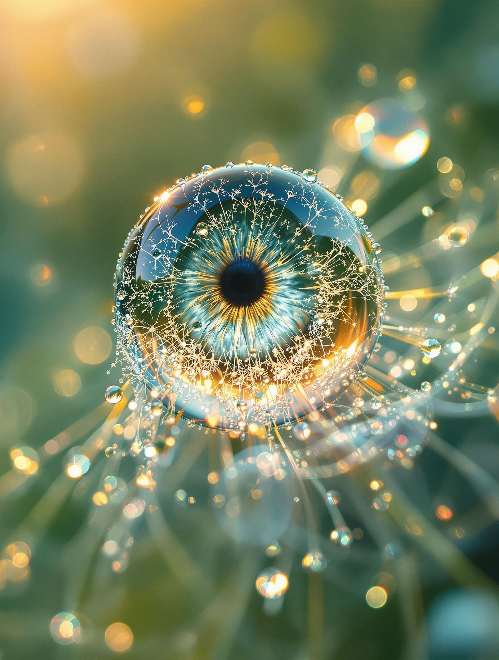 Dewdrop Reflecting Eye: Macro Photography Dreamscape