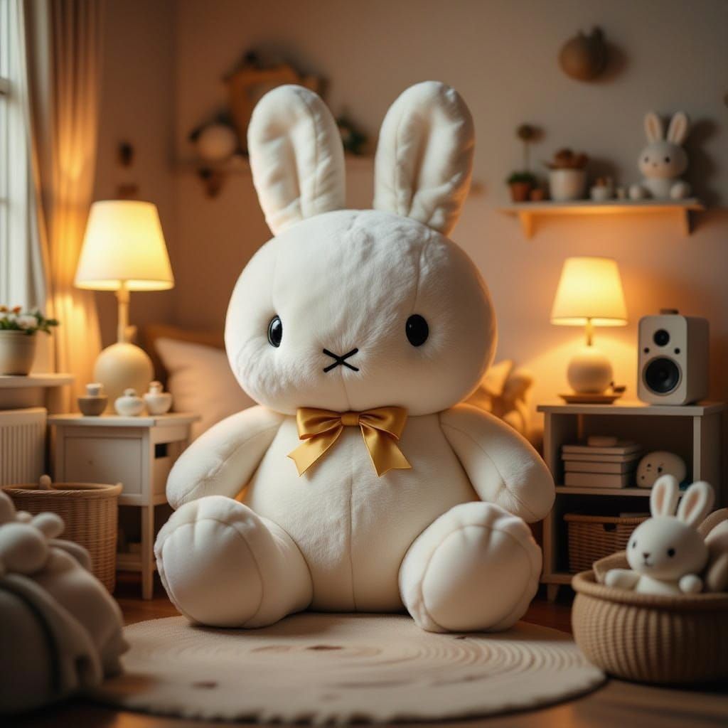 Giant Miffy Plush Toy in Cozy Miffy-Themed Room
