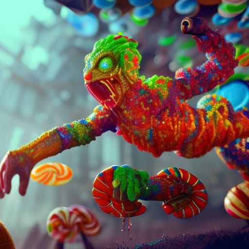 Person Made of Candy: Detailed Fantasy Art