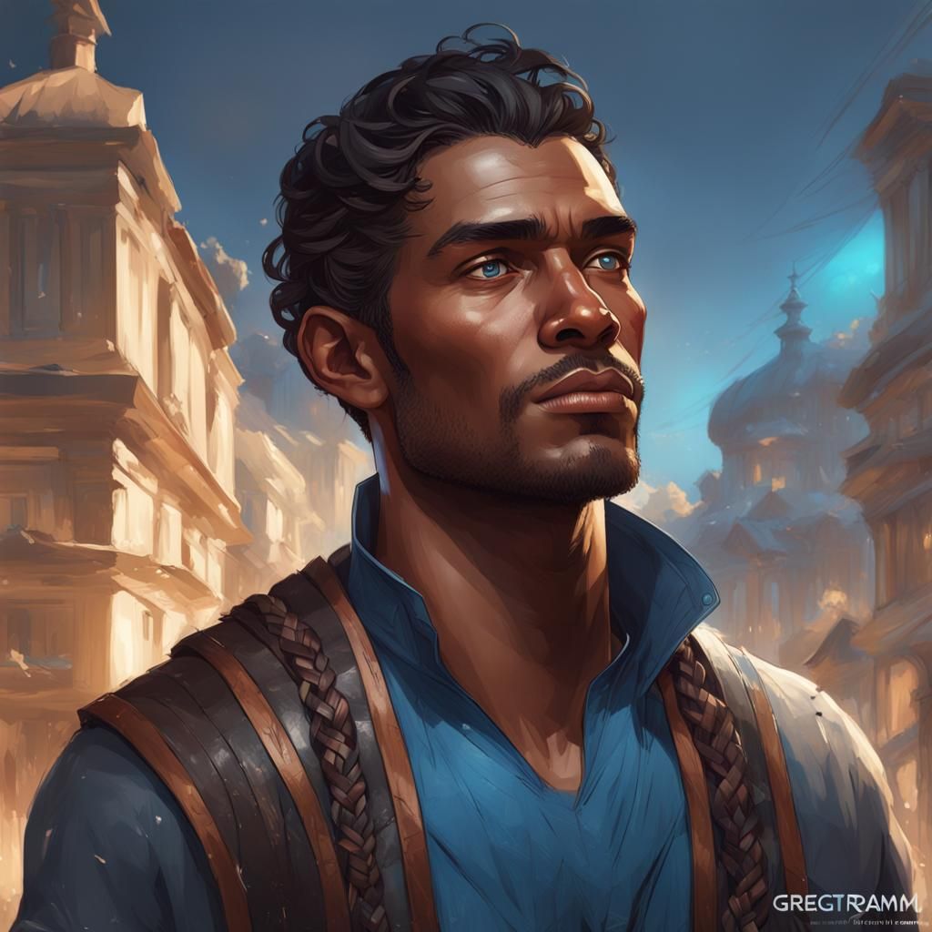 Handsome Man Portrait in Hyperdetailed Digital Art