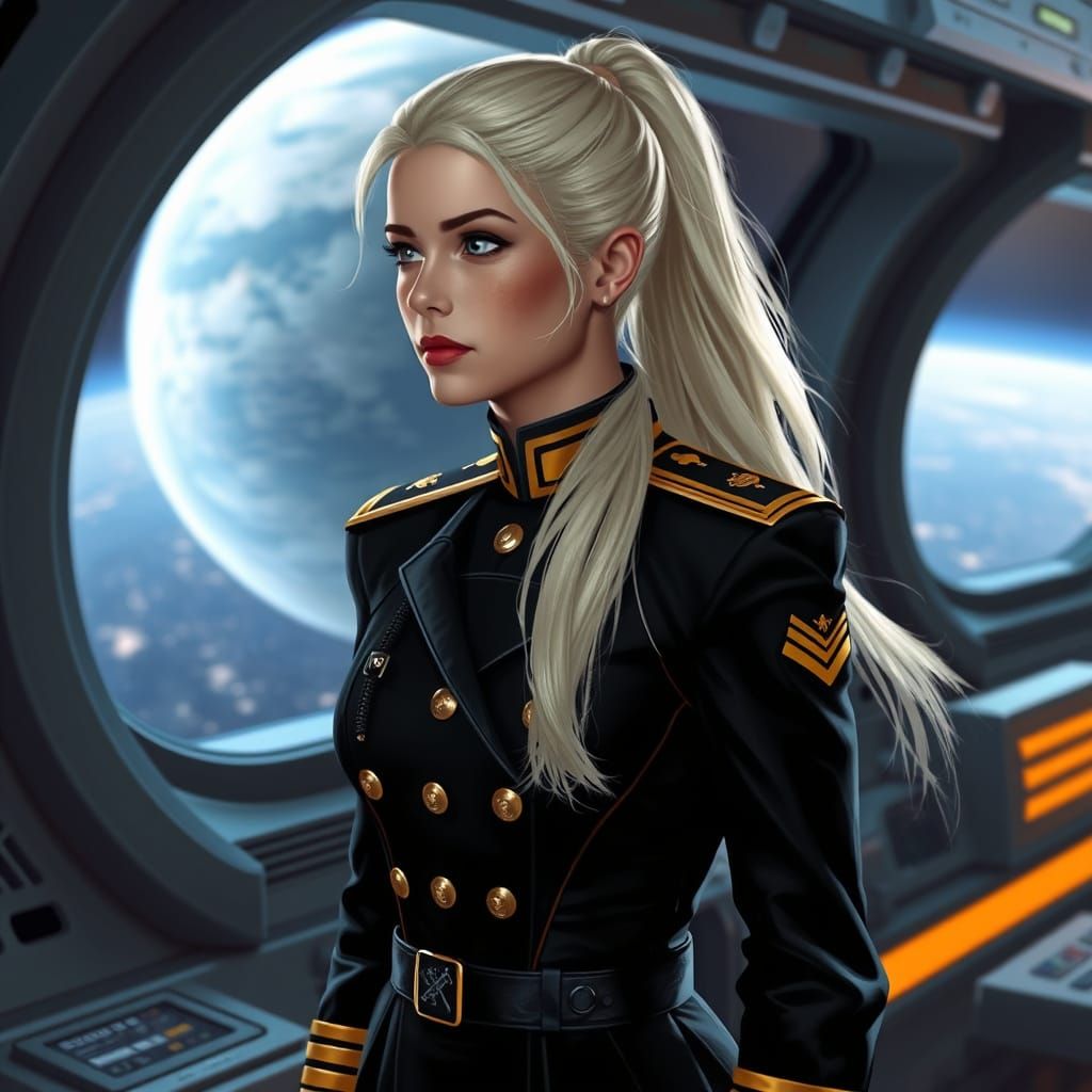 Terran Empire Admiral on Starship Bridge