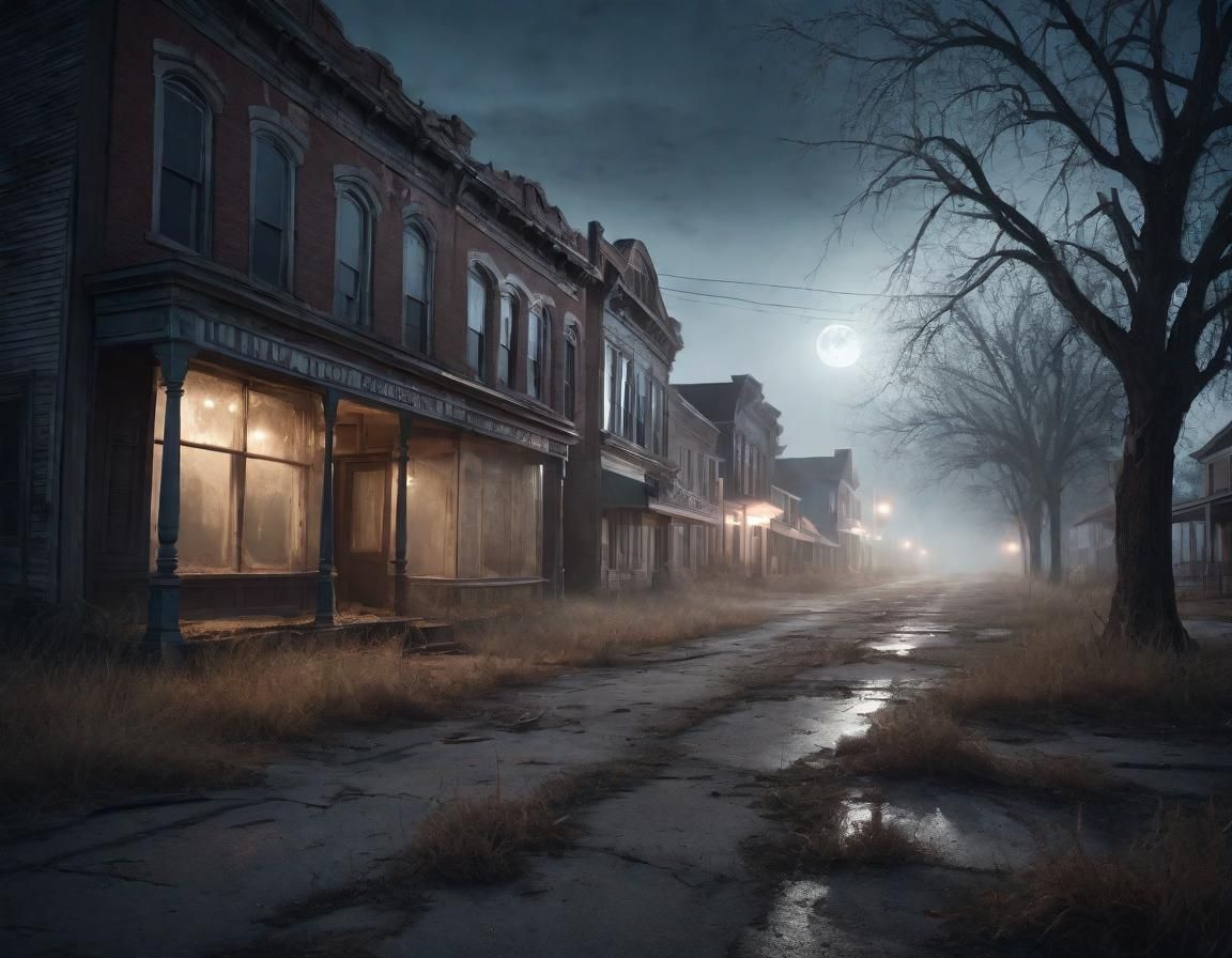 Haunted Small Town Main Street with Ghosts