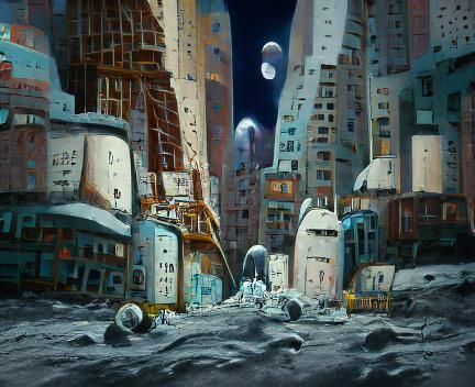 Cartoon Lunar Cityscape Art on ArtStation