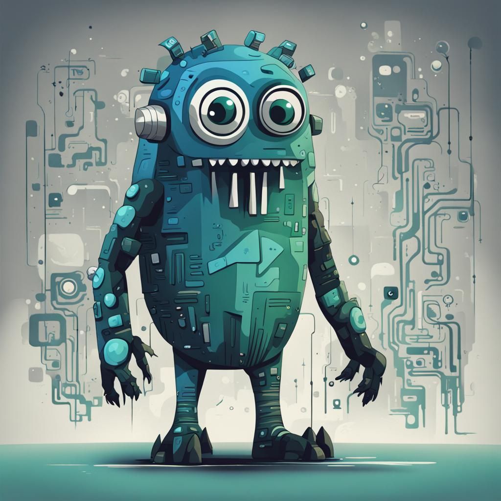 Egyptian Cartoon Monster in Abstract Wasteland