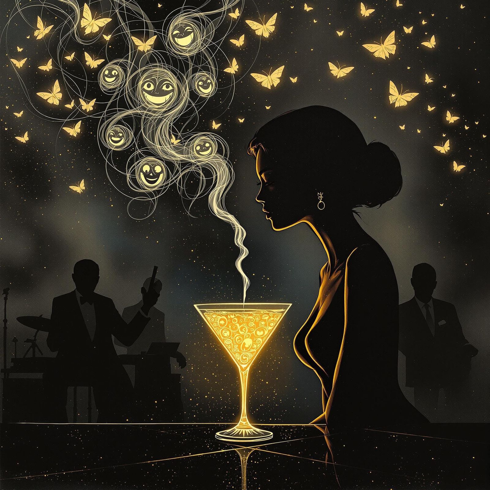 Sultry Femme Fatale in a Smoky Jazz Bar