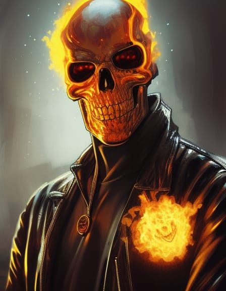Ghost Rider Reflection: Hyperdetailed Digital Art Portrait