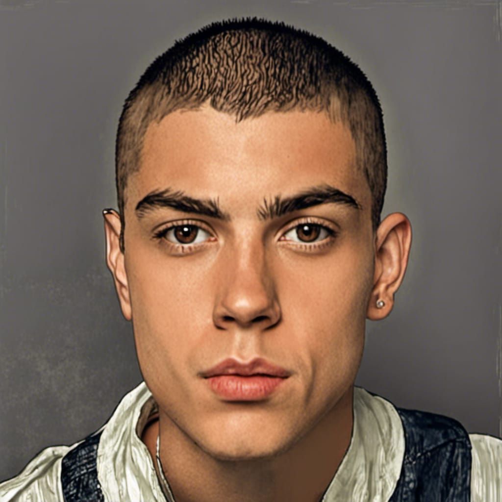 Portrait of a Young Man with Shaved Head