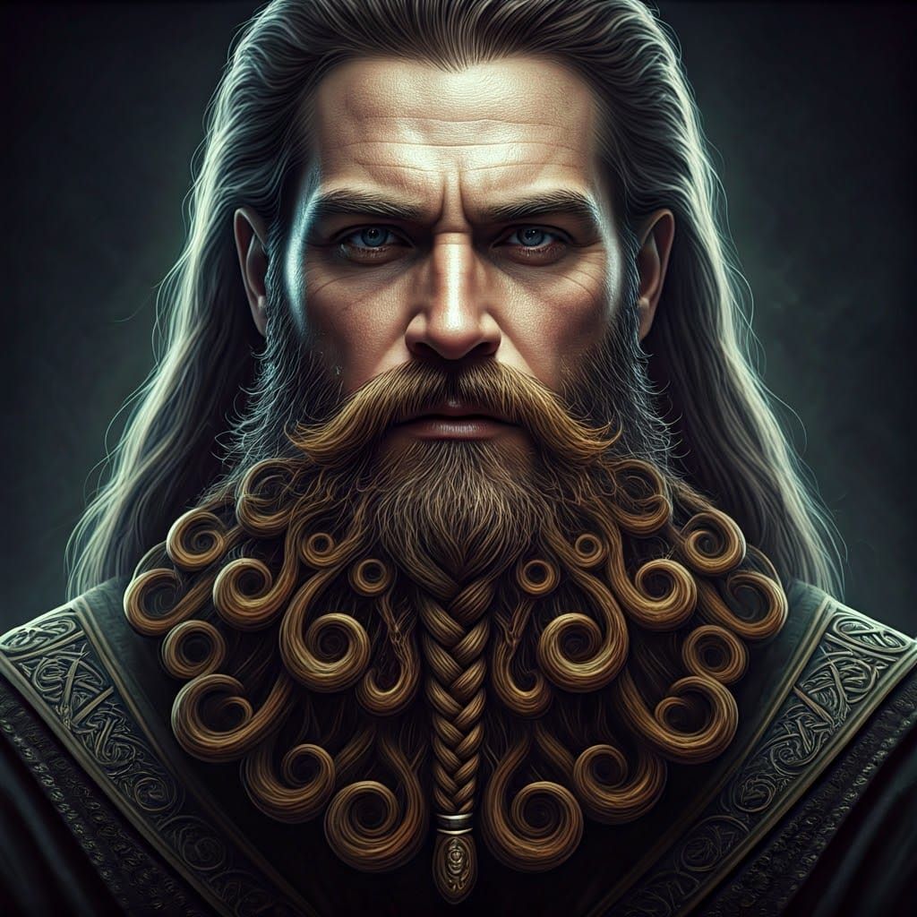Intricate Celtic Beard Portrait in Fantasy Style