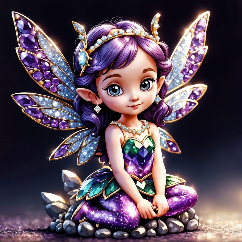 Cartoon Fairy with Jeweled Wings