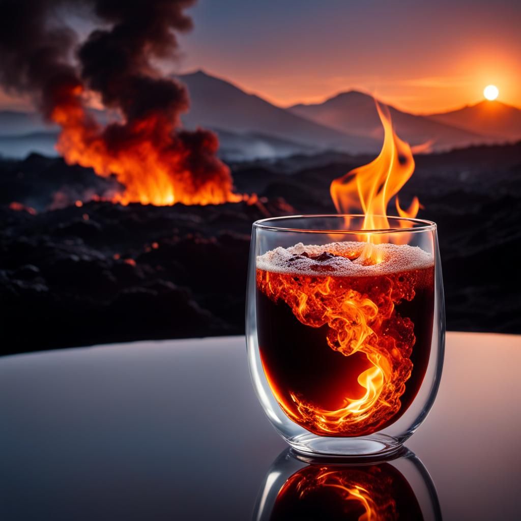 Fiery Lava Coffee Cup in Sparkling Sky