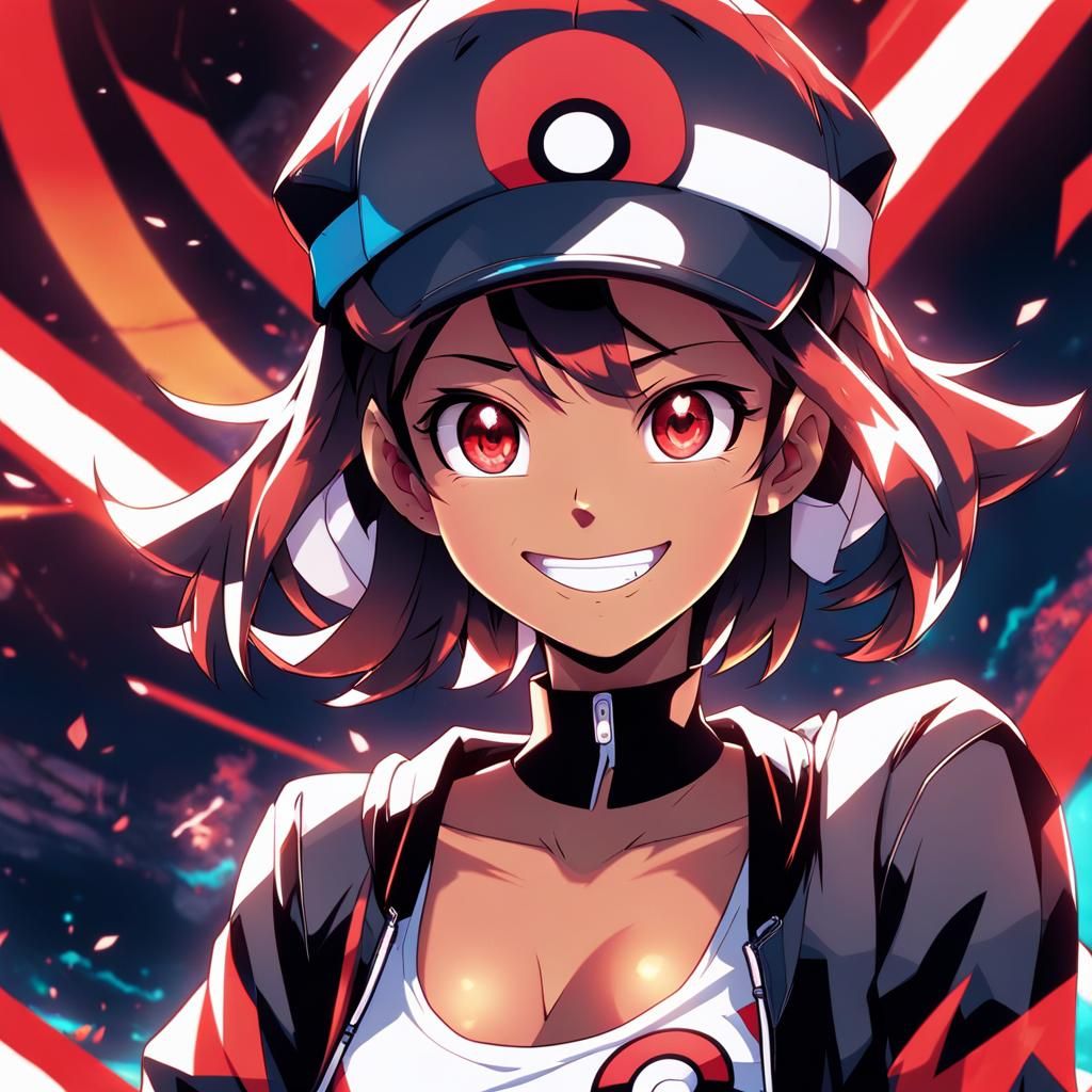 Surreal Anime Illustration of Young Girl with Red Eyes and P...