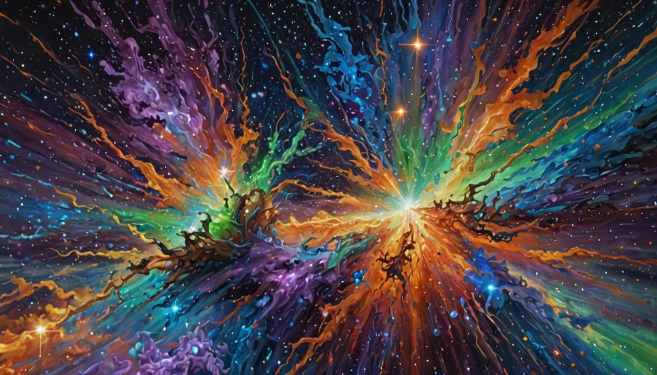 Cosmic Oil Painting: Binary Star System in Star Cluster