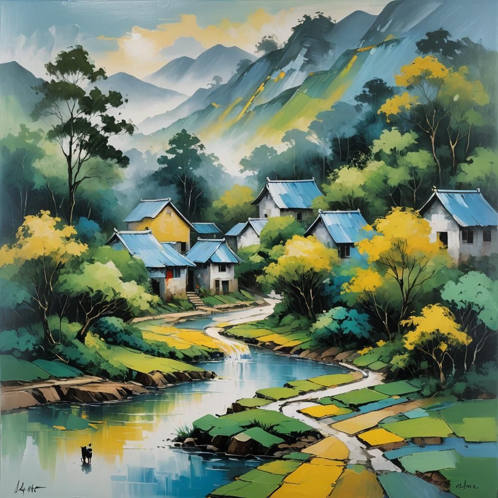 Vietnamese Houses: Minimalist Landscape in Abstract Expressi...