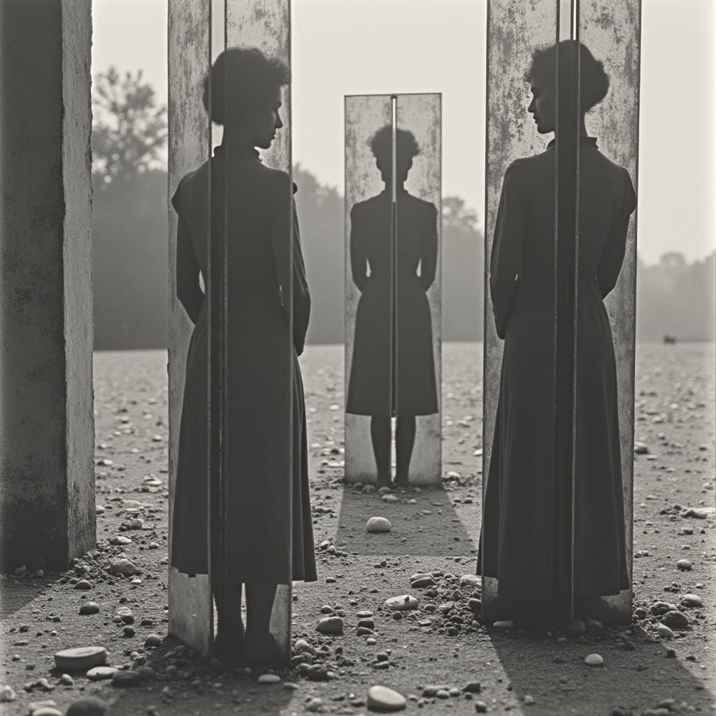 Surrealist Abstraction of Slats in a Monastic Setting