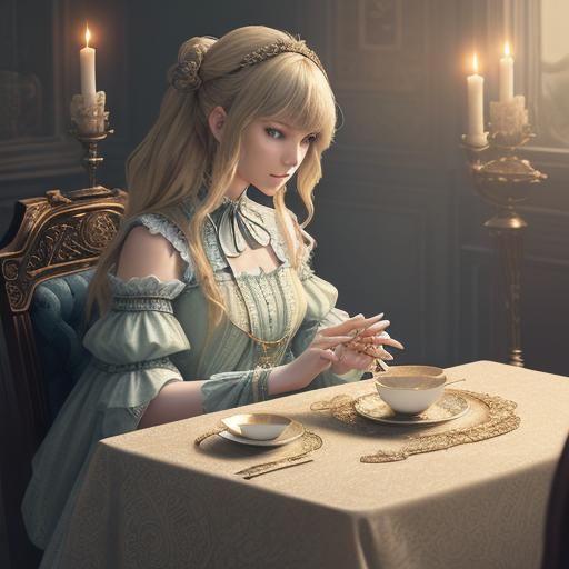 Taylor Swift as Tarot Reader in Anime Style