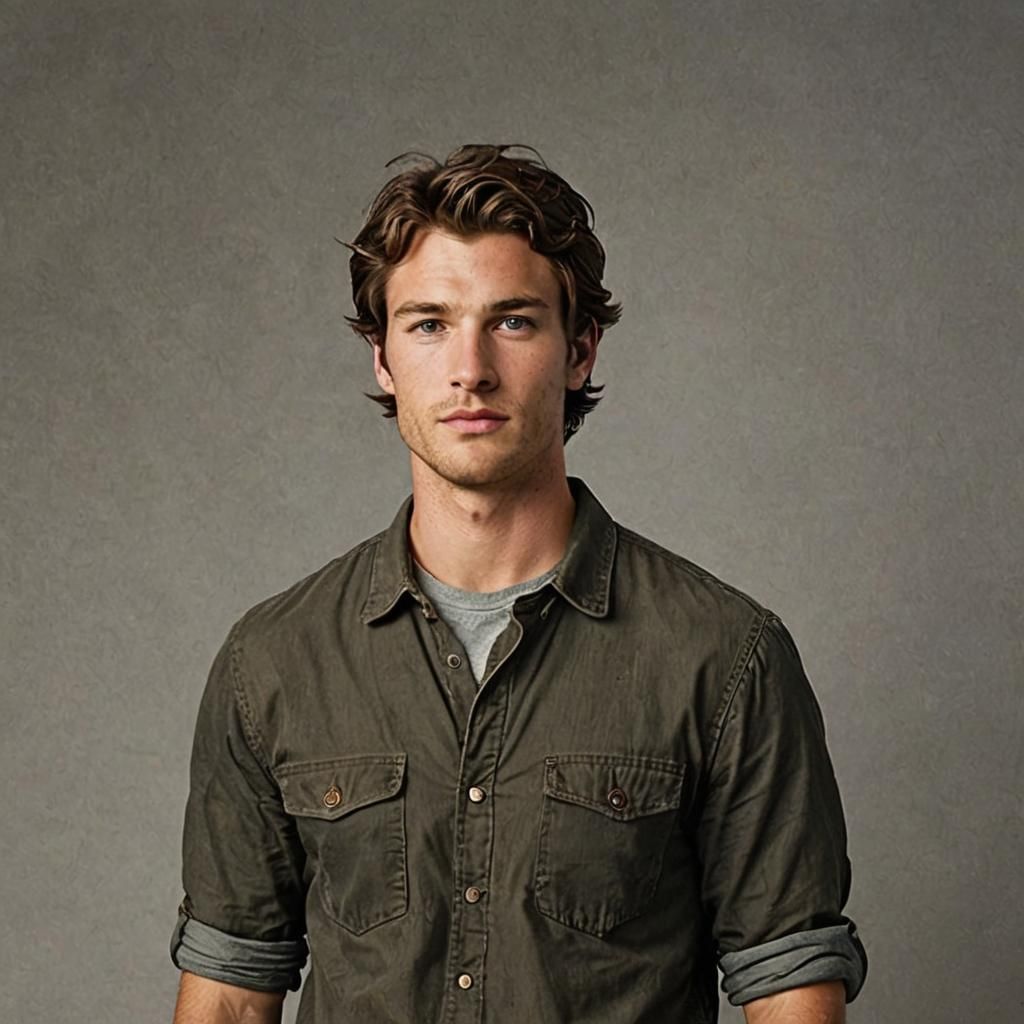 Portrait of a Handsome Young Man with Hazel Eyes