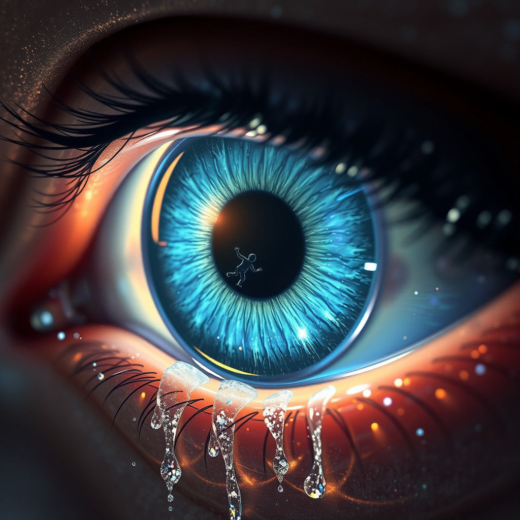 Glowing Eye Weeping Tears Reveals Trapped Figure