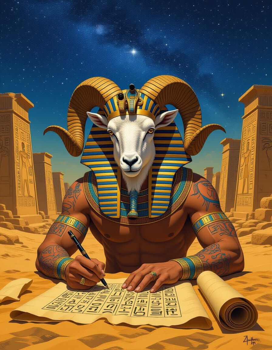 Mystic Ram Scribe in Ancient Egypt