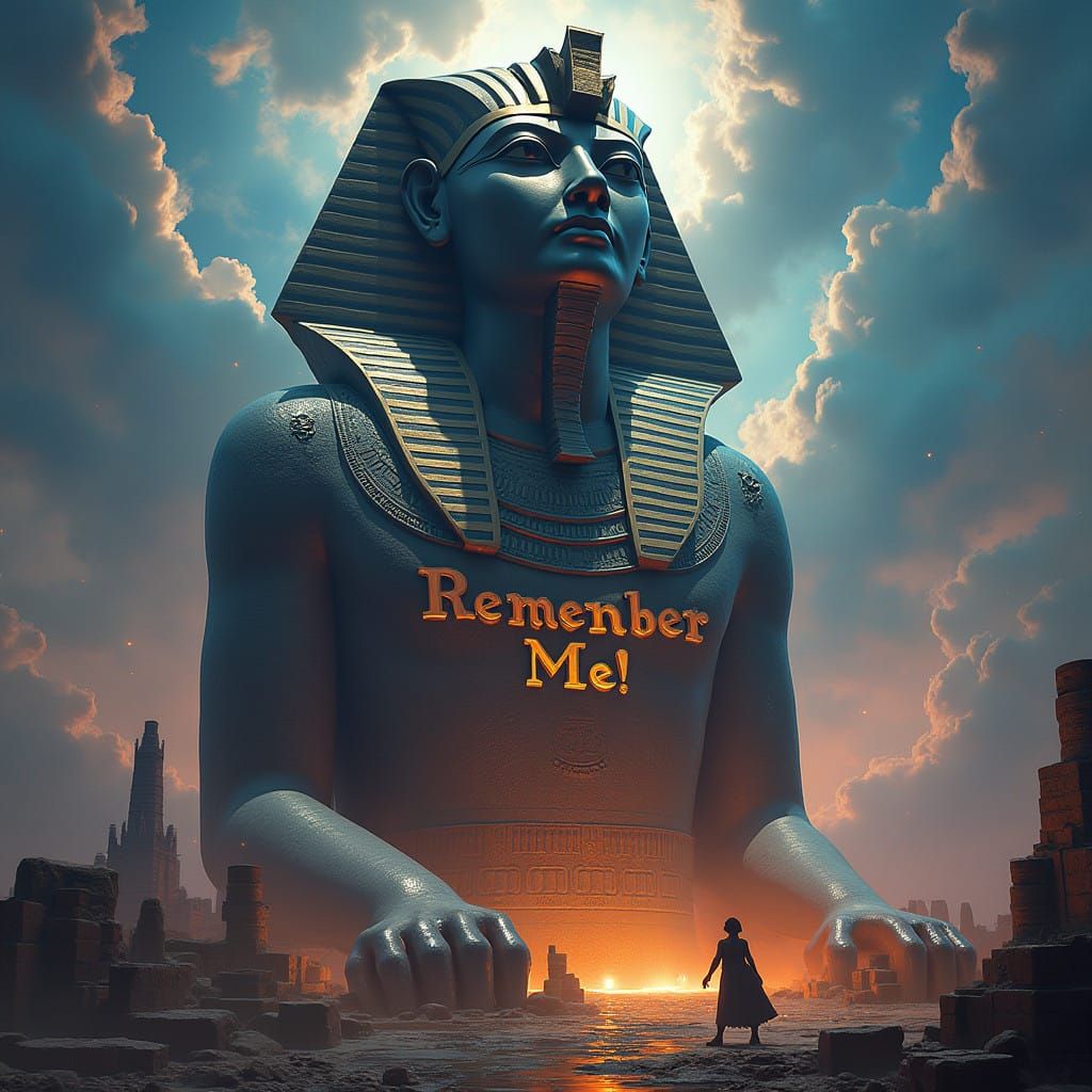 Surreal Egyptian Pharaoh Titan with Majestic Hieroglyphics a...