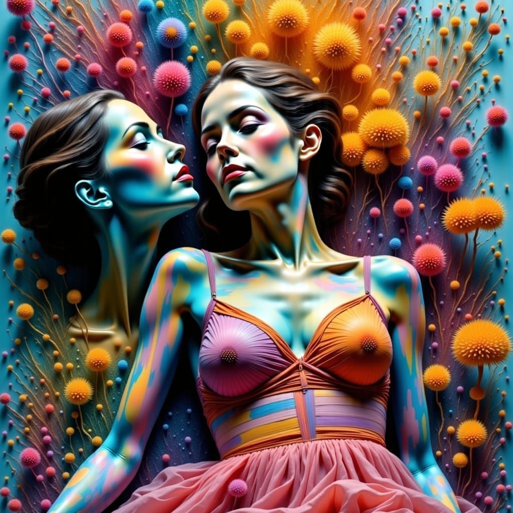 Vibrant Surreal Portrait with Rainbow Colors
