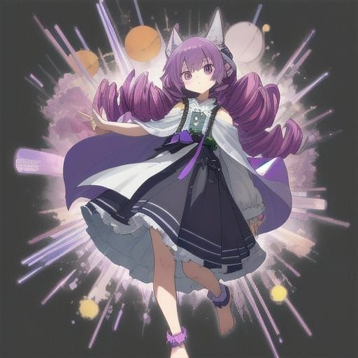 Adorable Anime Girl with Purple Hair and Shy Expression