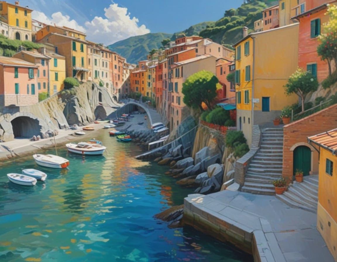Vibrant Cinque Terre Village in Warm Golden Light