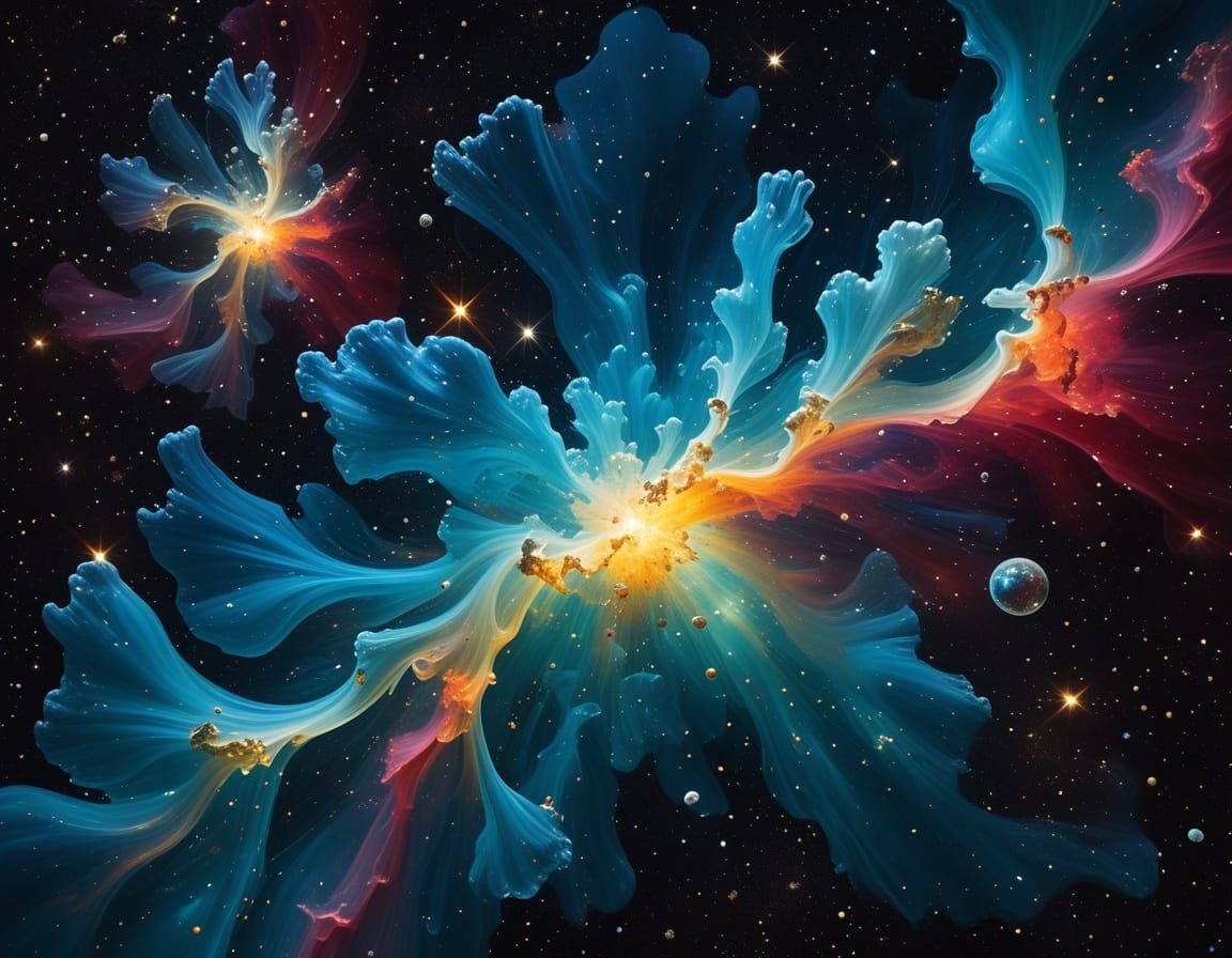 Glossy Glass Nebula Billows Through Cosmic Space Art