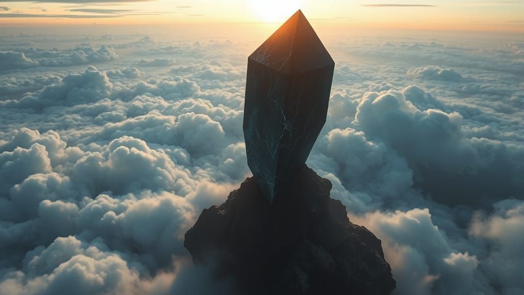 Surreal Cosmic Monolith Rises Above the Clouds