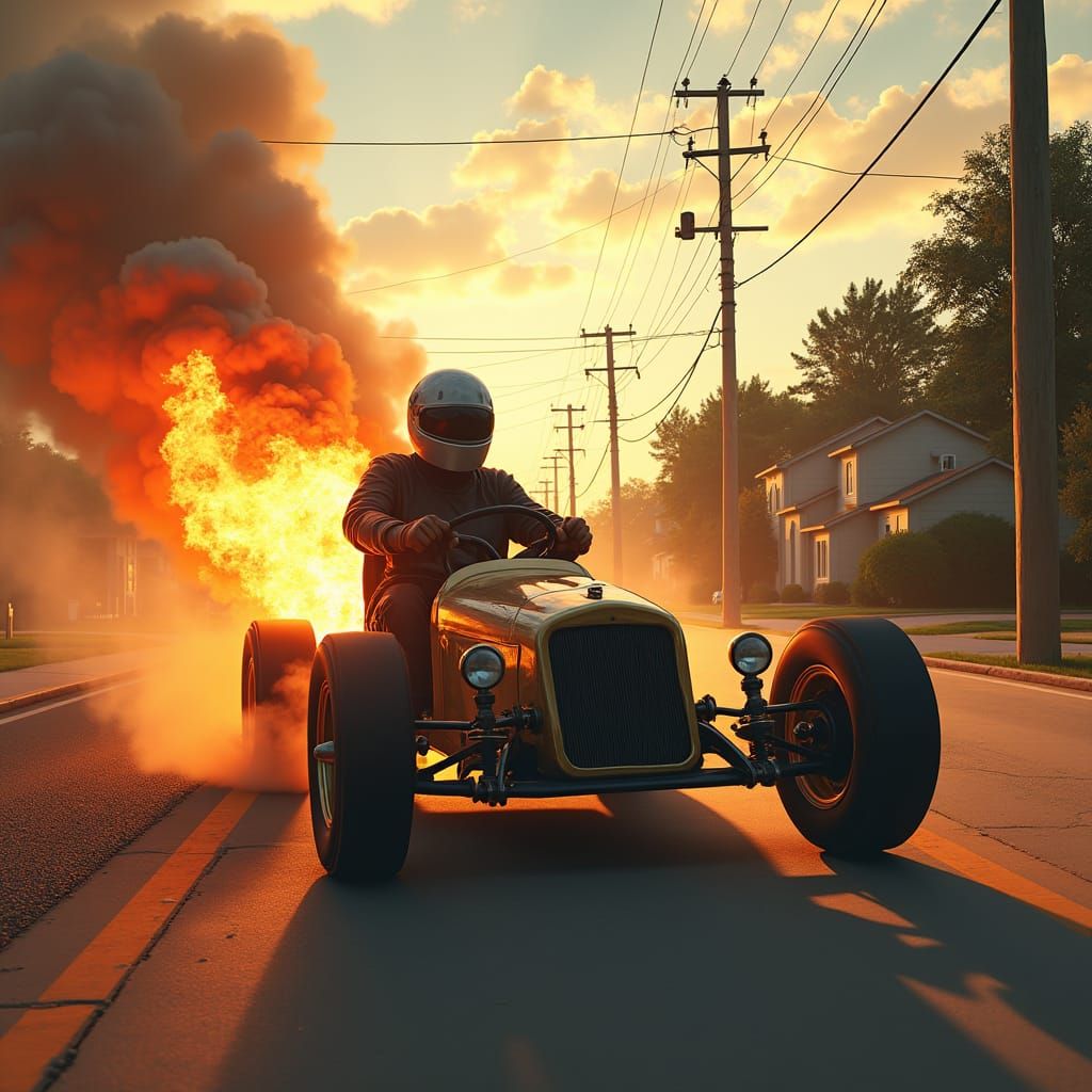 High-Octane Go-Kart Race in a Digital Matte Painting