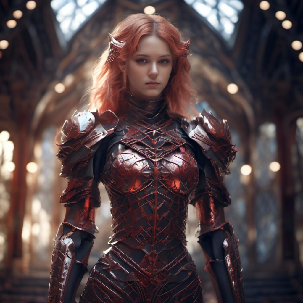Armored Woman: Hyperrealistic Dark Fantasy Concept Art