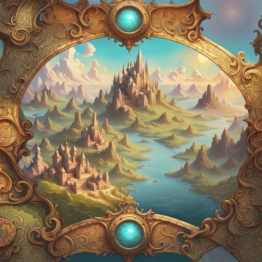 Ancient Map to Whimsical Wonderland, Detailed Matte Painting