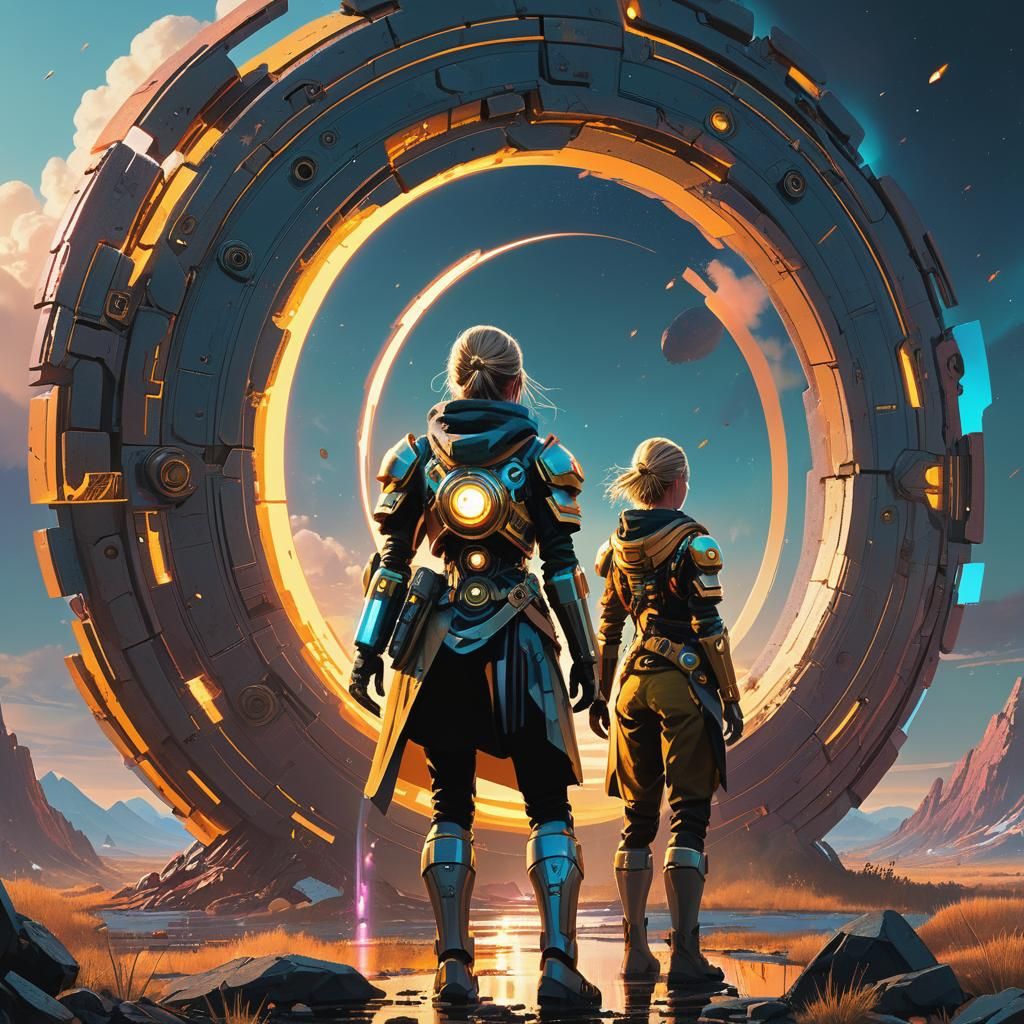 Female Hero at Dimensional Portal: Hyper-Realistic Digital A...