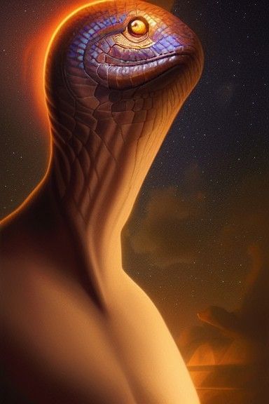 Egyptian God Apophis with Serpent: Digital Painting