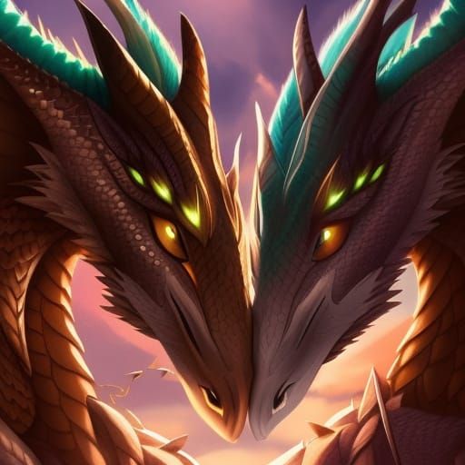 Romantic Dragons in Love Digital Art