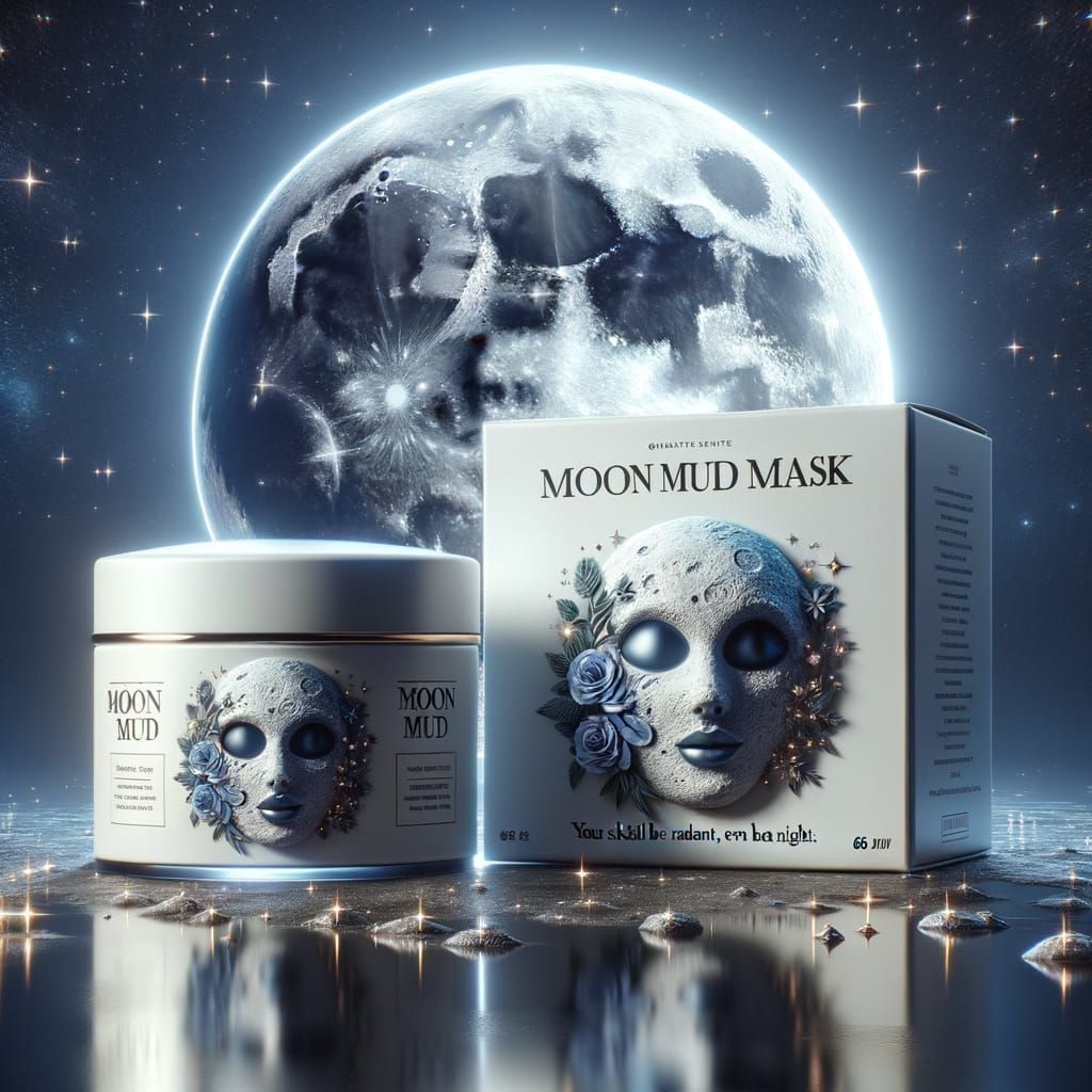 Hyperrealistic Moon Mud Mask Packaging in a Magical Lunar Se...