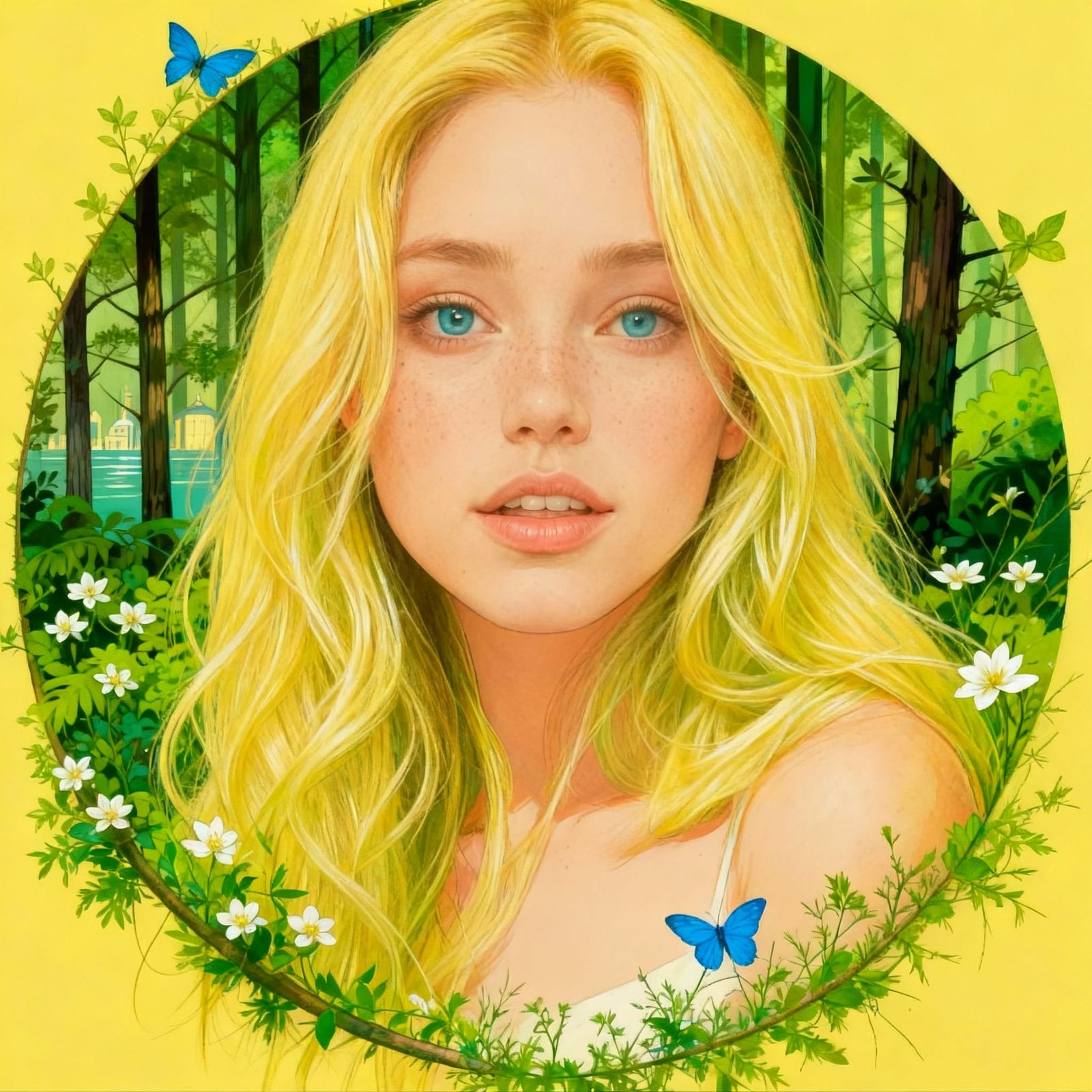 Enchanted Woodland Scene with Detailed Girl