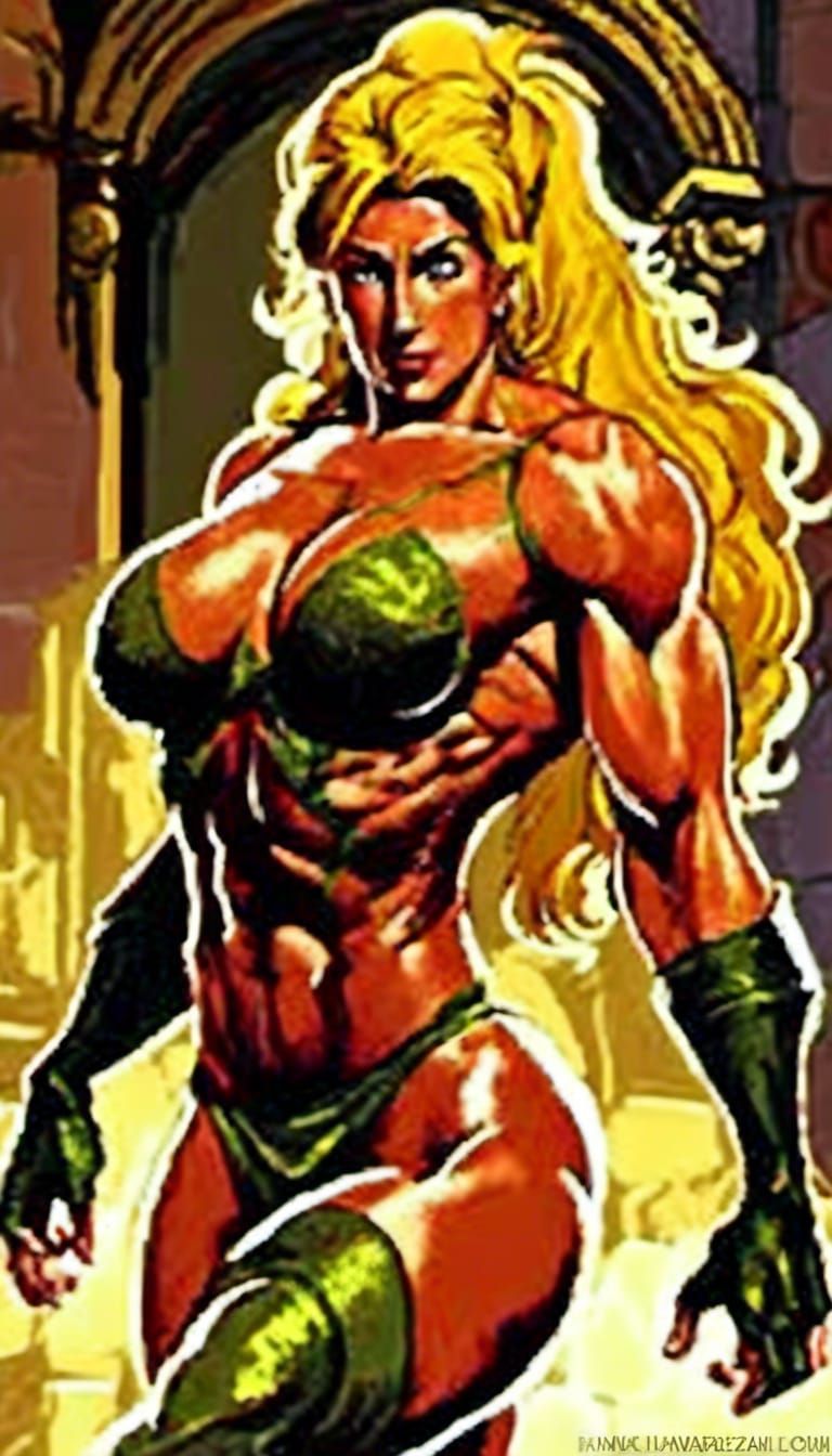Female Bodybuilder as Video Game Character in Comic Art