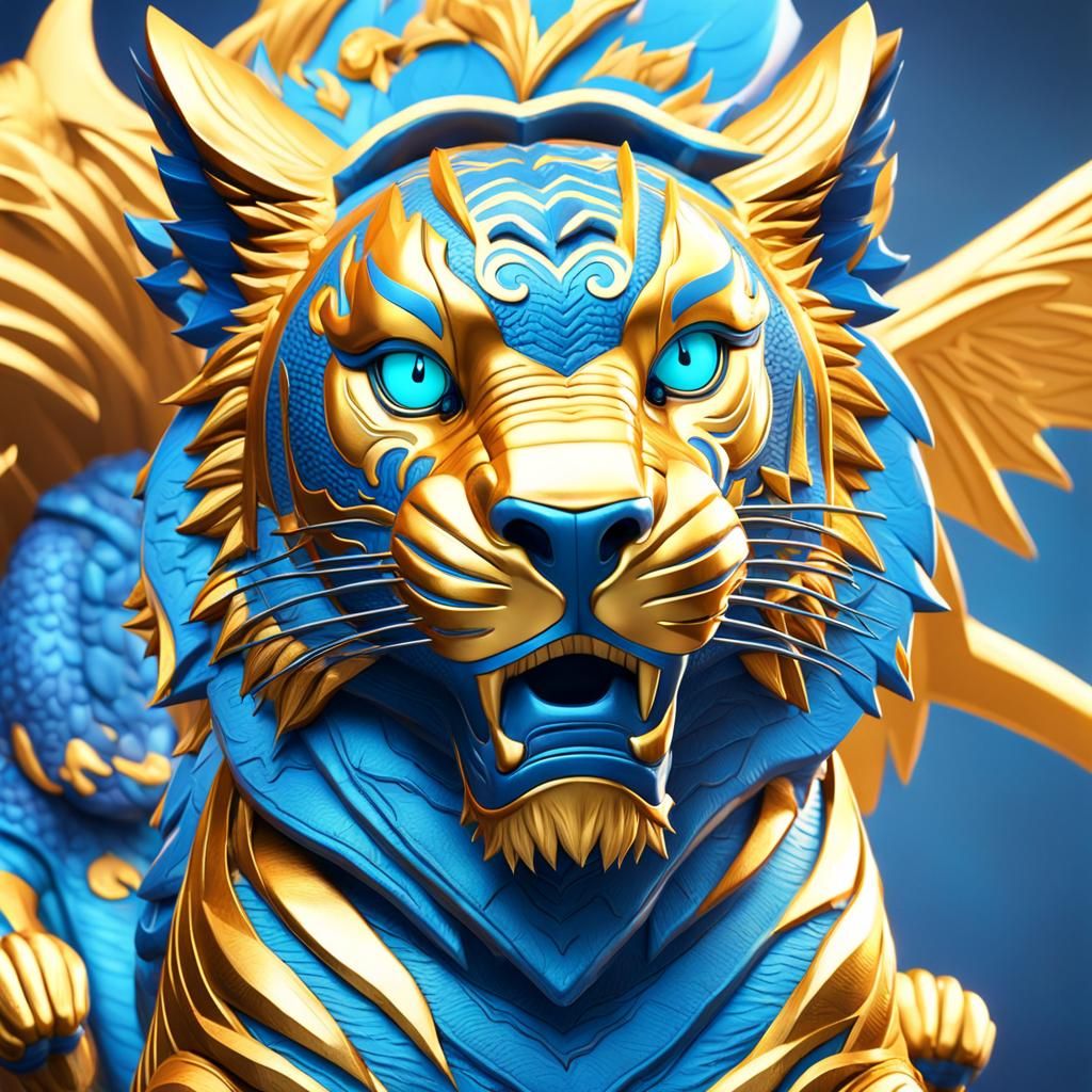 (golden Tiger:56) and (blue dragon:45) Pixar, Disney, concep...