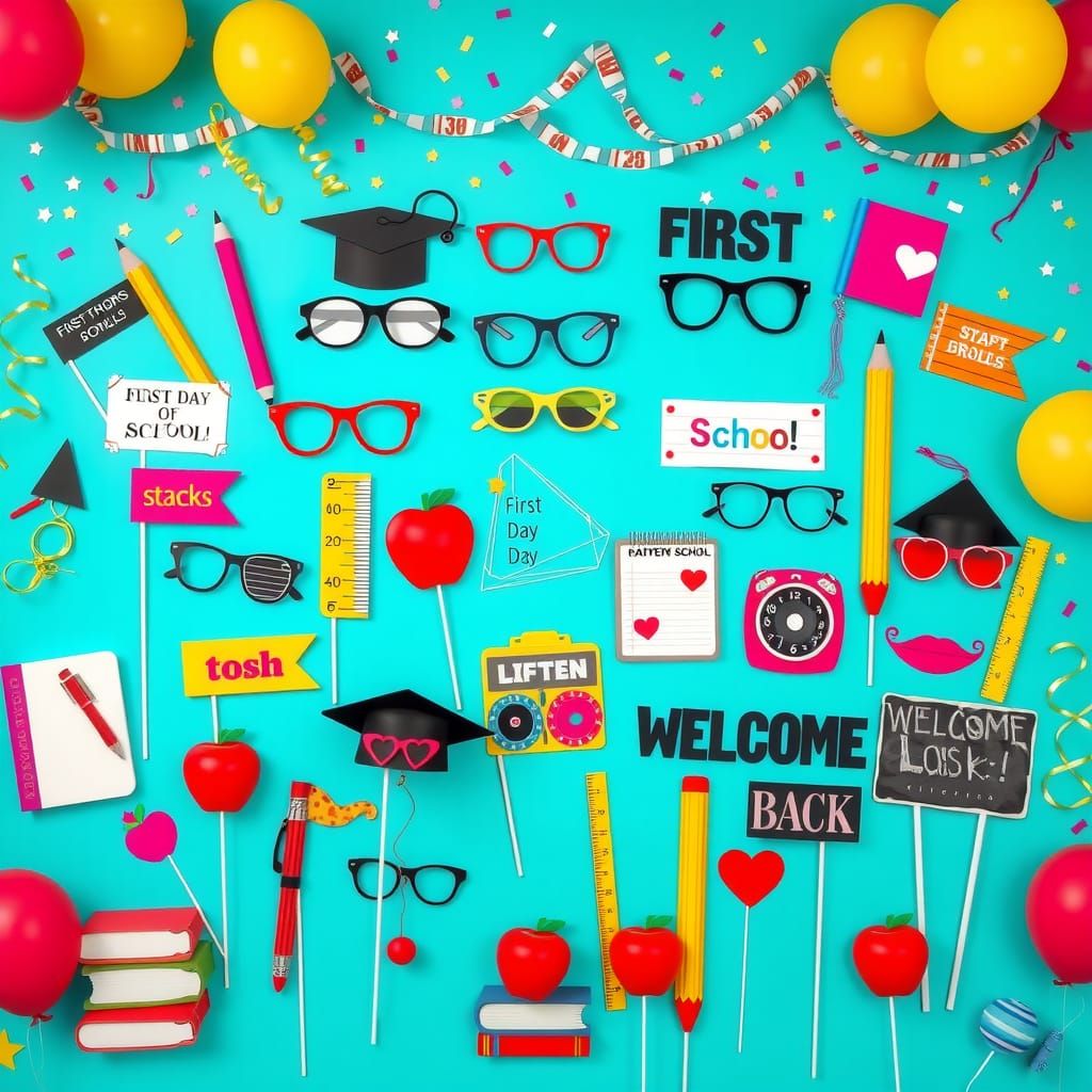 Colorful Back to School Photo Booth Props