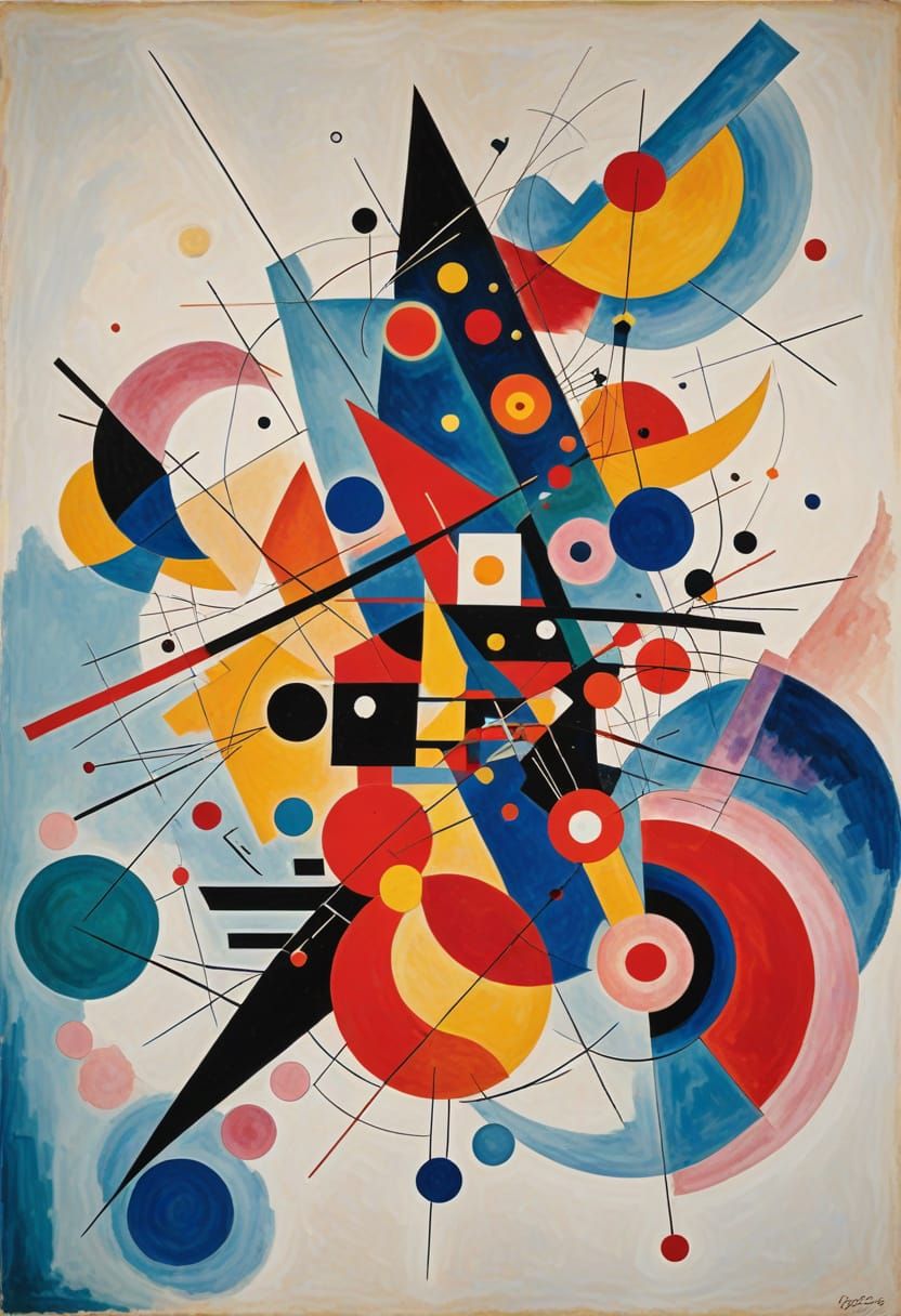 Vibrant Geometric Abstraction in the Spirit of Wassily Kandi...