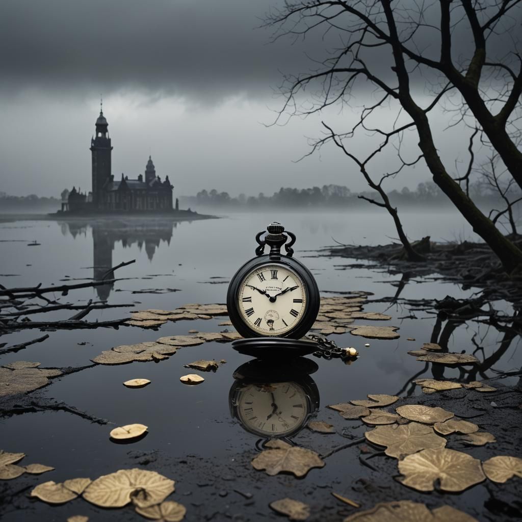 Wax Pocketwatch on Moor with Jugendstil Palace