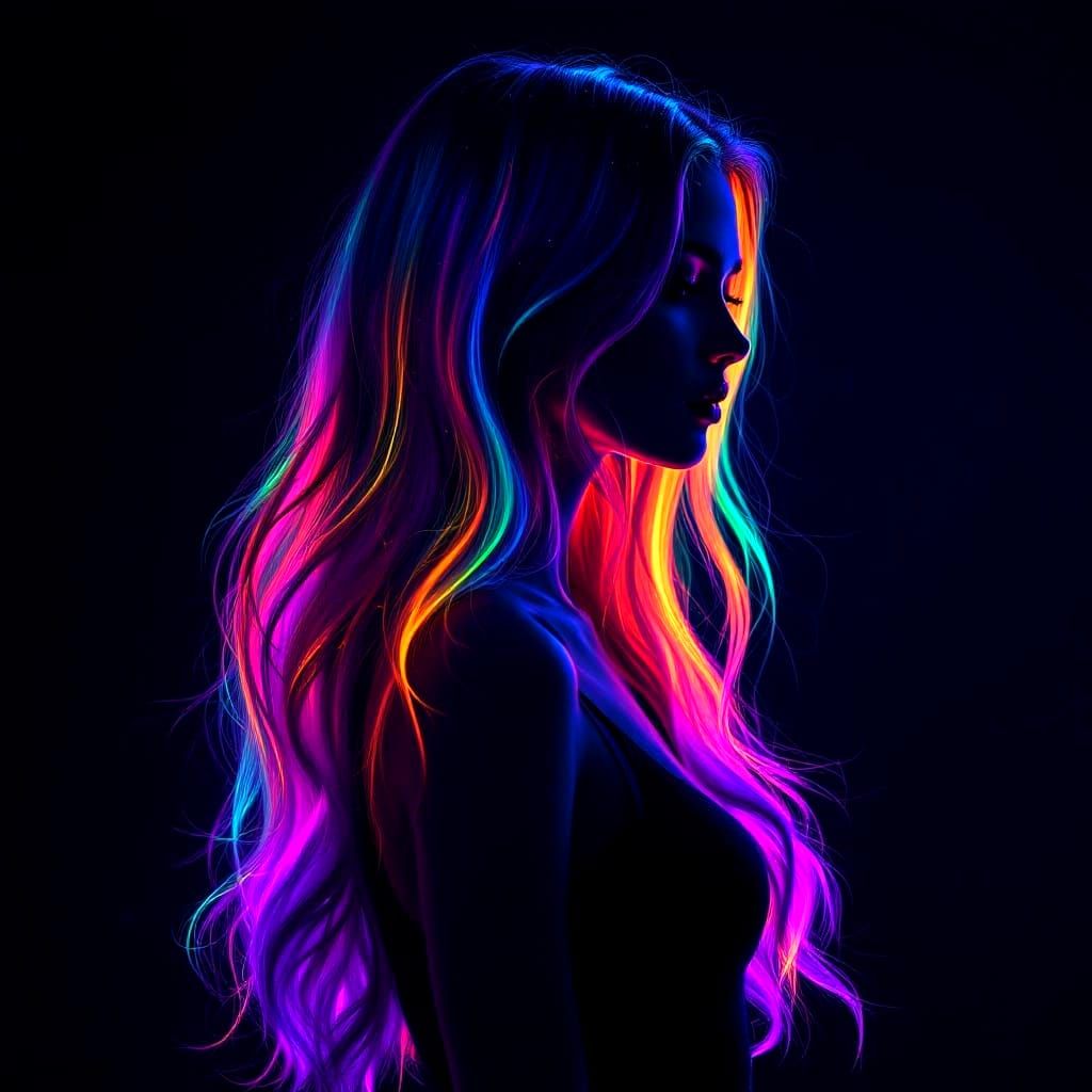 Glowing Rainbow Girl in Hyper Realistic Style