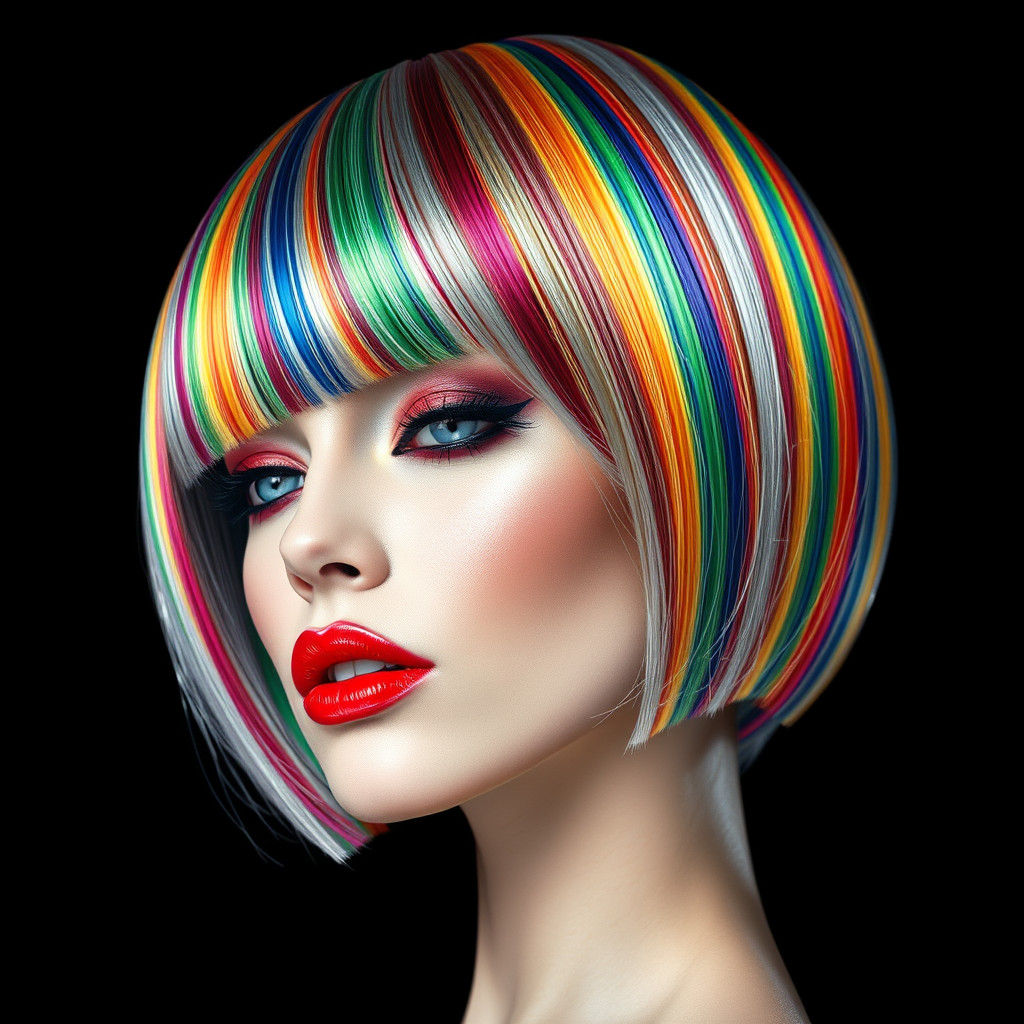 Futuristic Woman with Rainbow Hair, Digital Art