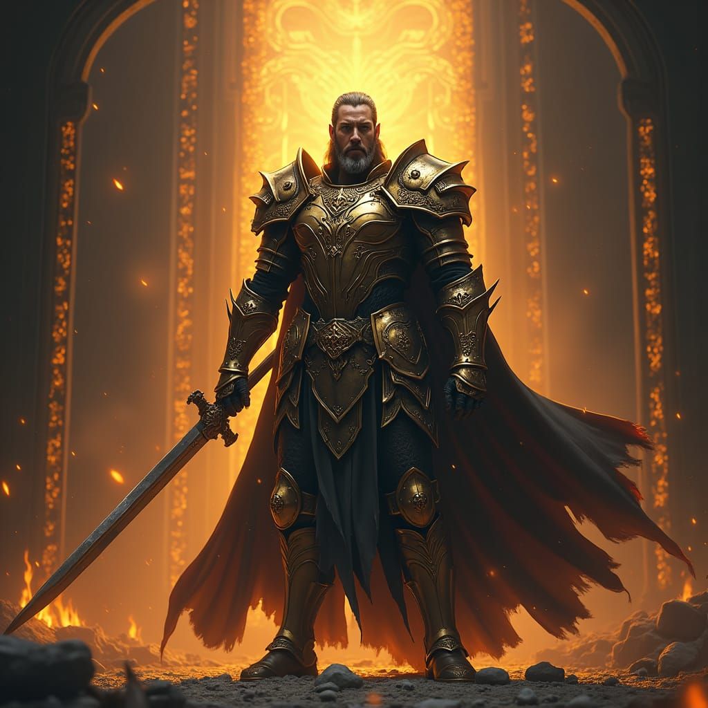 Armored Warrior Ignites Hope in Mystical Realm